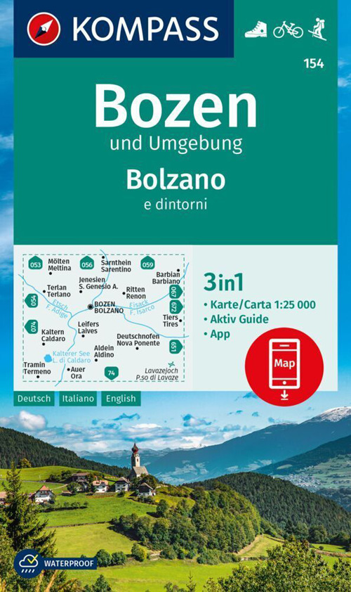Libro Cartina escursionistica n. 154. Bolzano e dintorni 1:25.000 di - ean 9783991217312 - Kompass