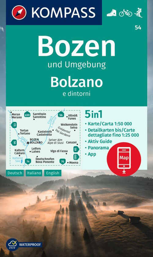 Libro Carta escursionistica n. 54. Bolzano e dintorni di - ean 9783991217404 - Kompass