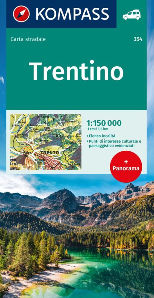 Libro Carta stradale n. 354. Trentino di - ean 9783991219491 - Kompass