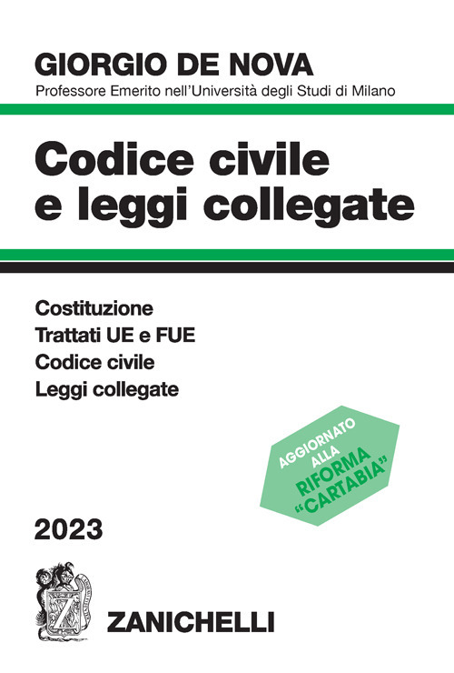 Libro Codice civile e leggi collegate 2023 di Giorgio De Nova - ean 9788808903075 - Zanichelli