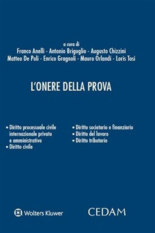 Libro onere della prova di  - ean 9788813385286 - CEDAM