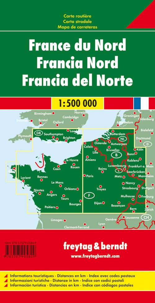 Libro Francia nord 1:500.000 di  - ean 9783707905809 - Freytag & Berndt