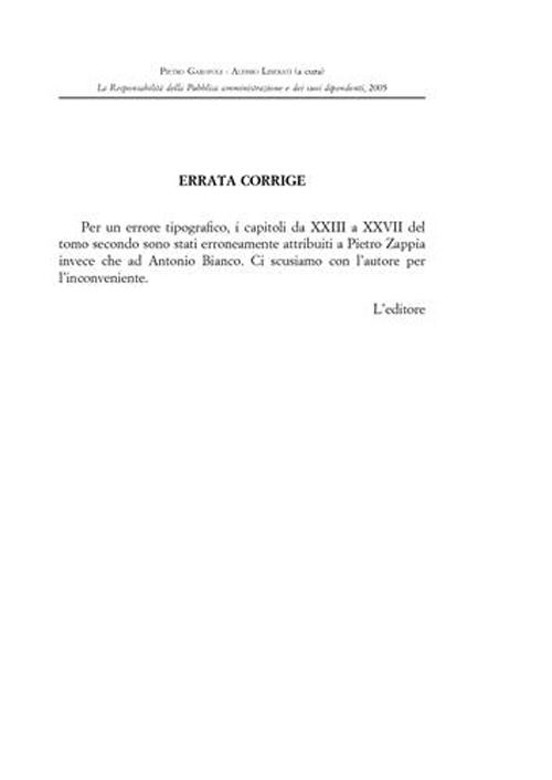 Libro responsabilità della pubblica amministrazione e dei suoi dipendenti di  - ean 9788814115875 - Giuffrè