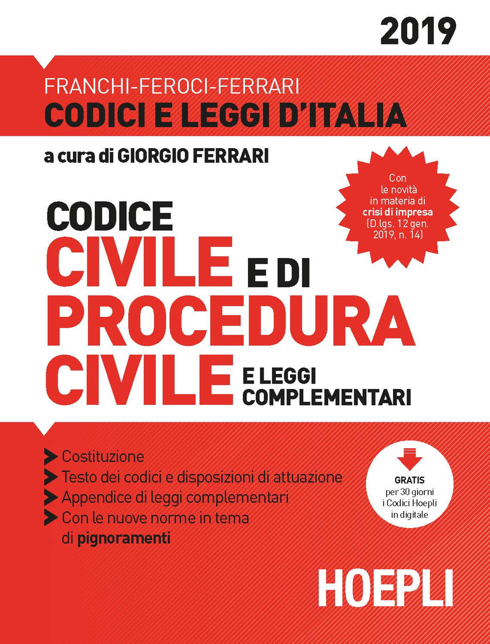 Libro Codice civile e di procedura civile e leggi complementari di  - ean 9788820388218 - Hoepli