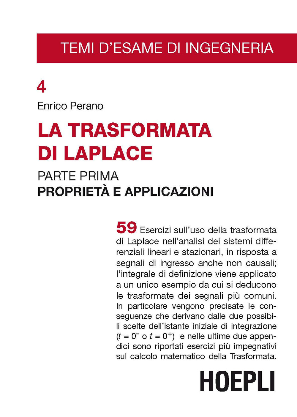 Libro trasformata di Laplace di Enrico Perano - ean 9788820391539 - Hoepli