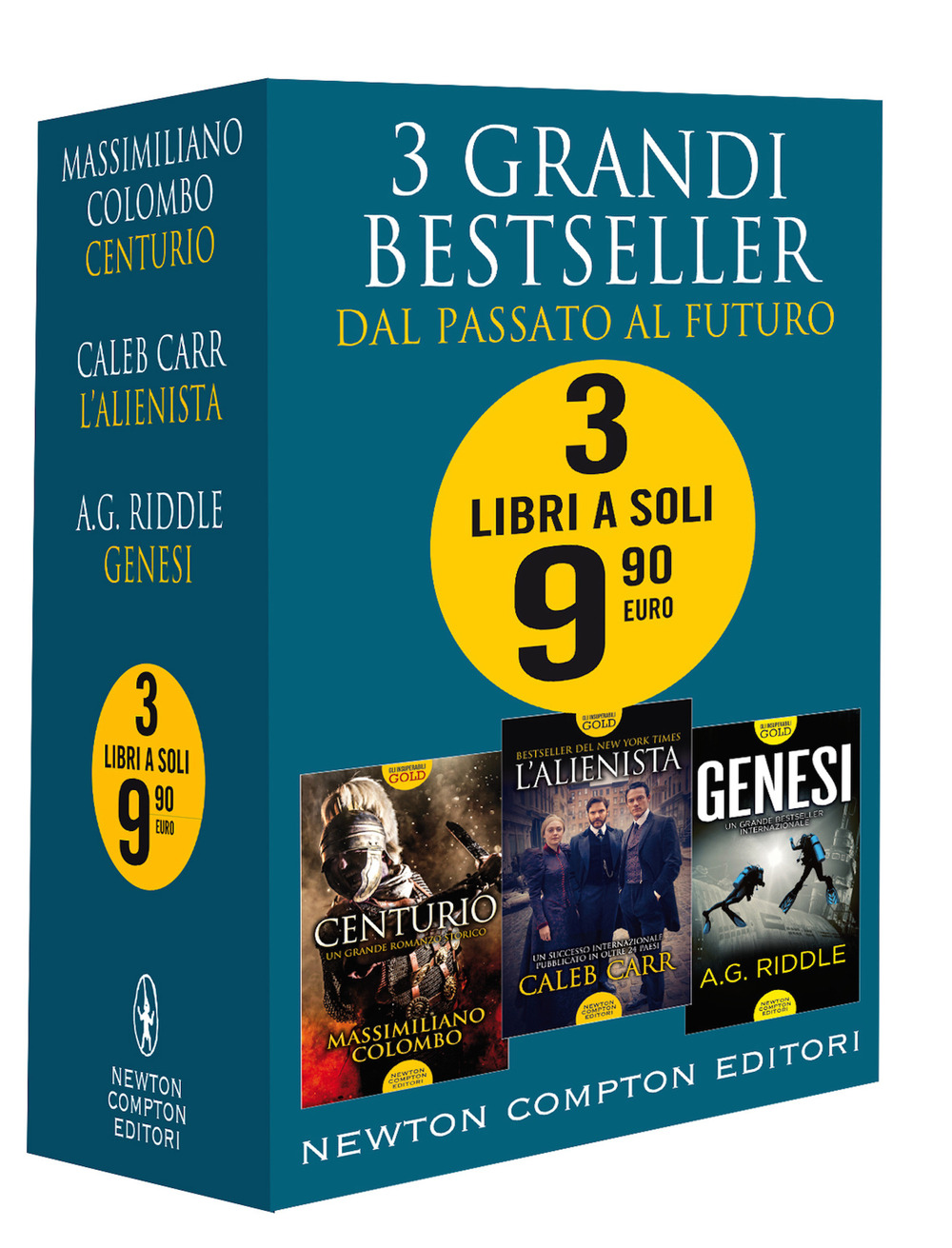 Libro 3 grandi bestseller. Dal passato al futuro: Centurio-L'alienista-Genesi di Massimiliano Colombo; Caleb Carr; A. G. Riddle - ean 9788822757579 - Newton Compton Editori