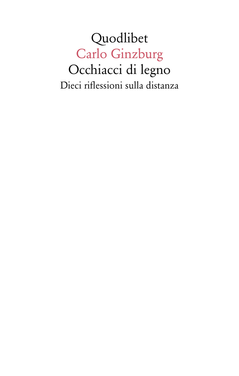 Libro Occhiacci di legno. Dieci riflessioni sulla distanza di Carlo Ginzburg - ean 9788822903594 - Quodlibet