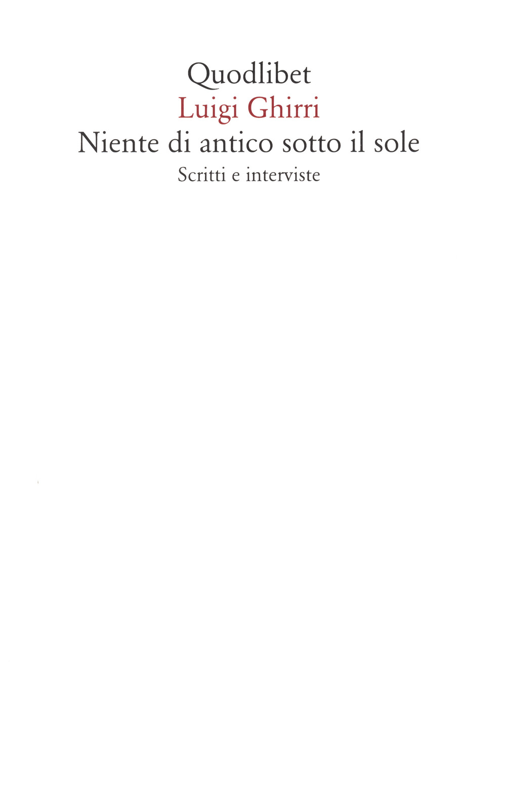 Libro Niente di antico sotto il sole. Scritti e interviste di Luigi Ghirri - ean 9788822906144 - Quodlibet