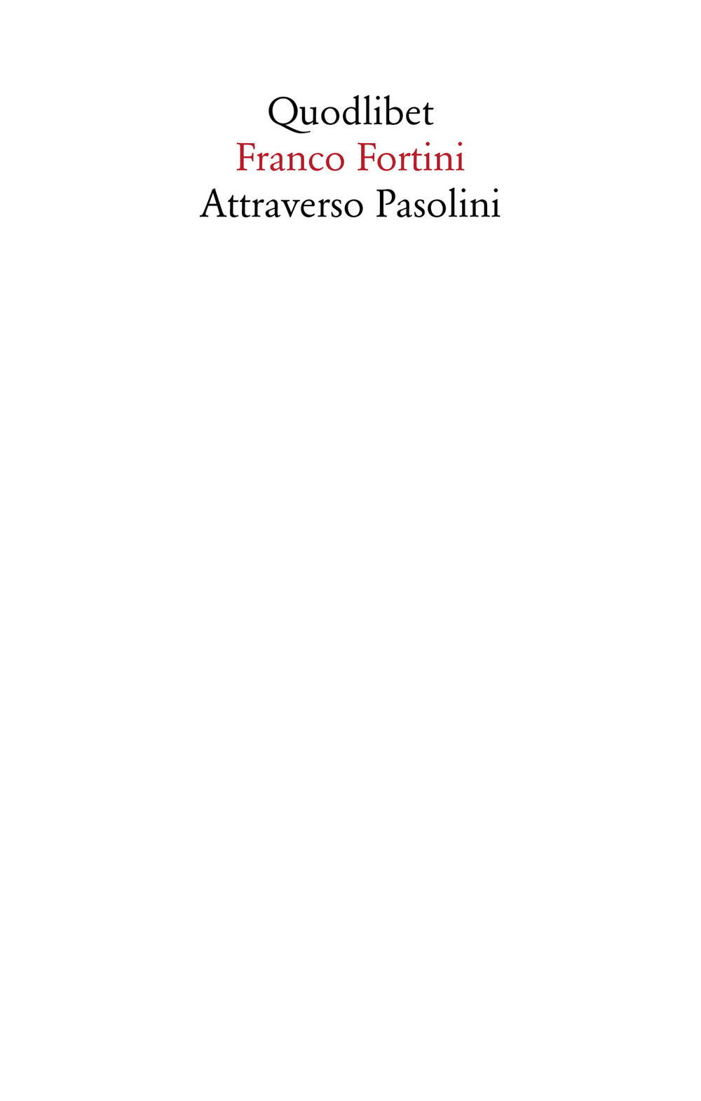 Libro Attraverso Pasolini di Franco Fortini - ean 9788822908377 - Quodlibet
