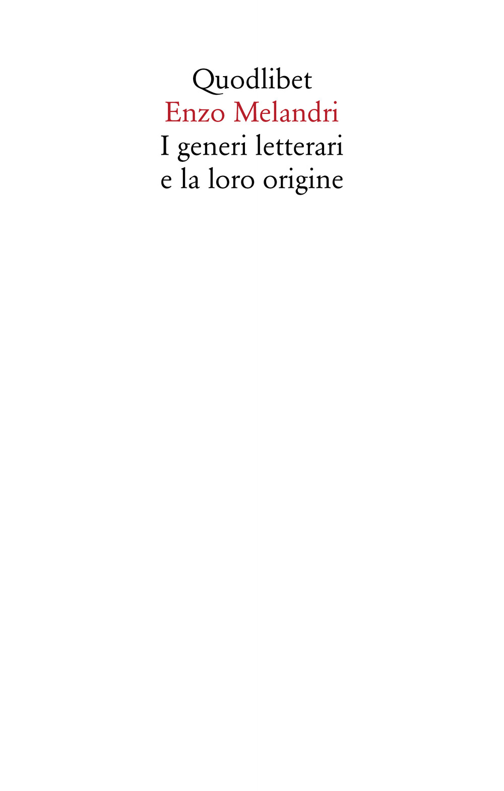 Libro generi letterari e la loro origine di Enzo Melandri - ean 9788822920164 - Quodlibet