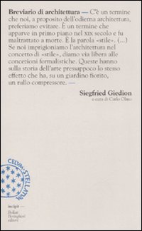Libro Breviario di architettura di Siegfried Giedion - ean 9788833918624 - Bollati Boringhieri