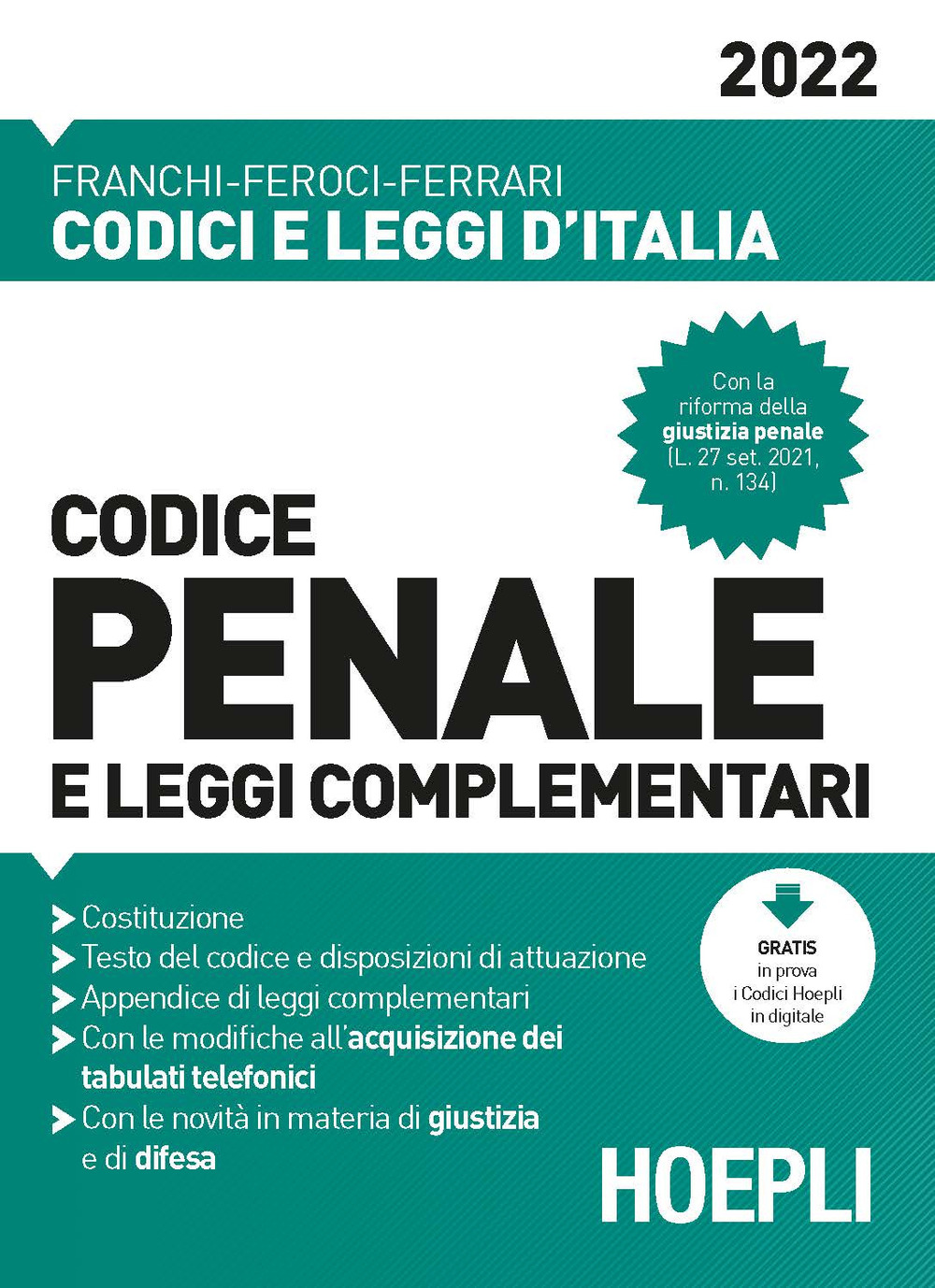 Libro Codice penale e leggi complementari 2022 di  - ean 9788836009107 - Hoepli