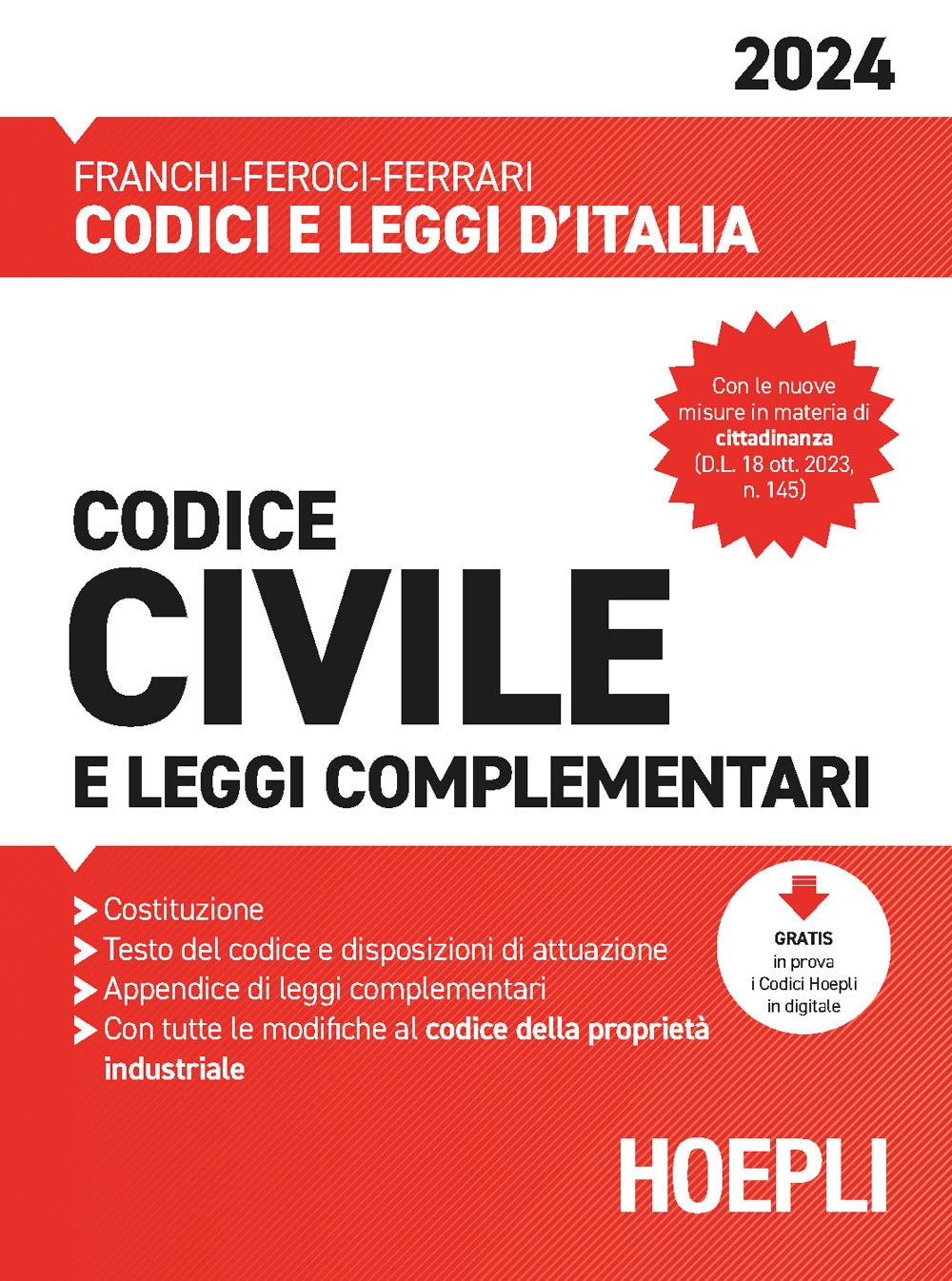 Libro Codice civile e leggi complementari 2024 di  - ean 9788836015719 - Hoepli