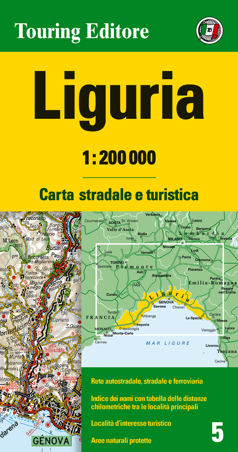 Libro Liguria 1:200.000. Carta stradale e turistica di  - ean 9788836563029 - Touring
