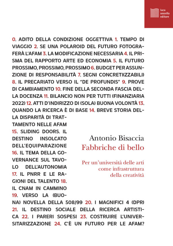 Libro Fabbriche di bello. Per un’università delle arti come infrastruttura della creatività di Antonio Bisaccia - ean 9791259980304 - Luca Sossella Editore