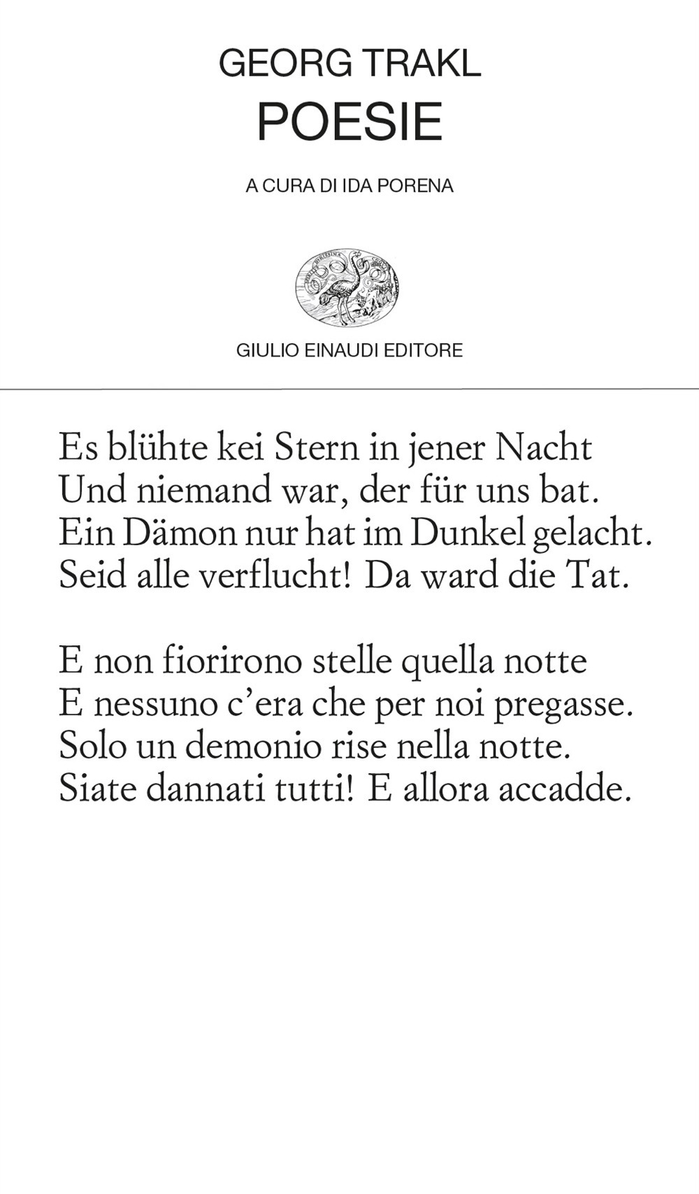 Libro Poesie. Testo tedesco a fronte di Georg Trakl - ean 9788806267209 - Einaudi