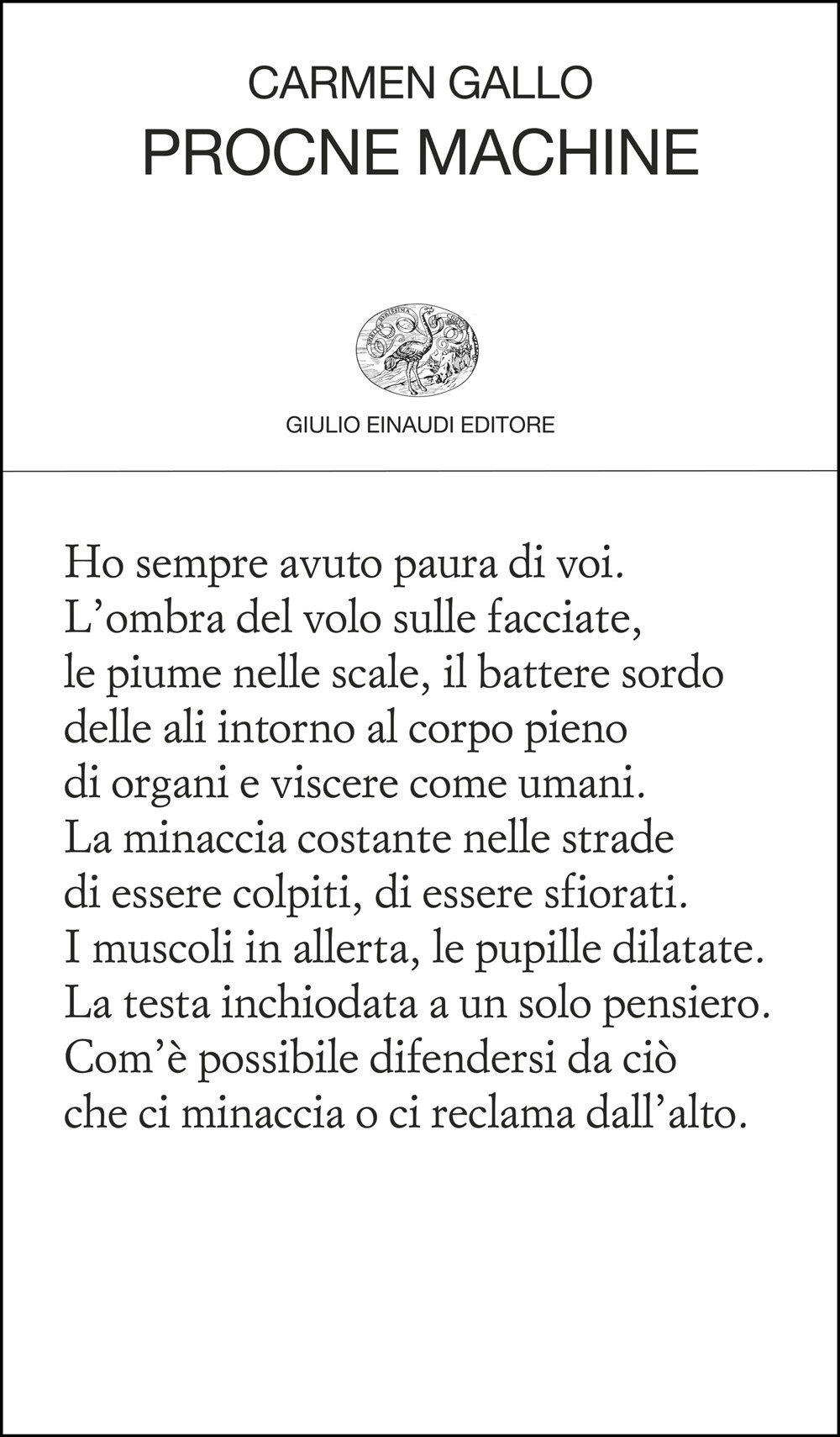 Libro Procne Machine di Carmen Gallo - ean 9788806269289 - Einaudi
