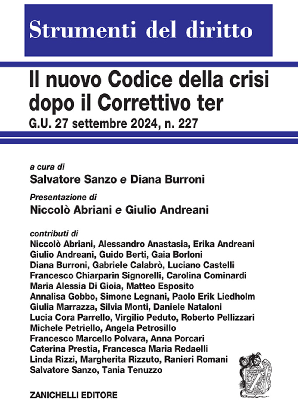 Libro nuovo codice della crisi dopo il Correttivo ter G.U. 27 settembre 2024