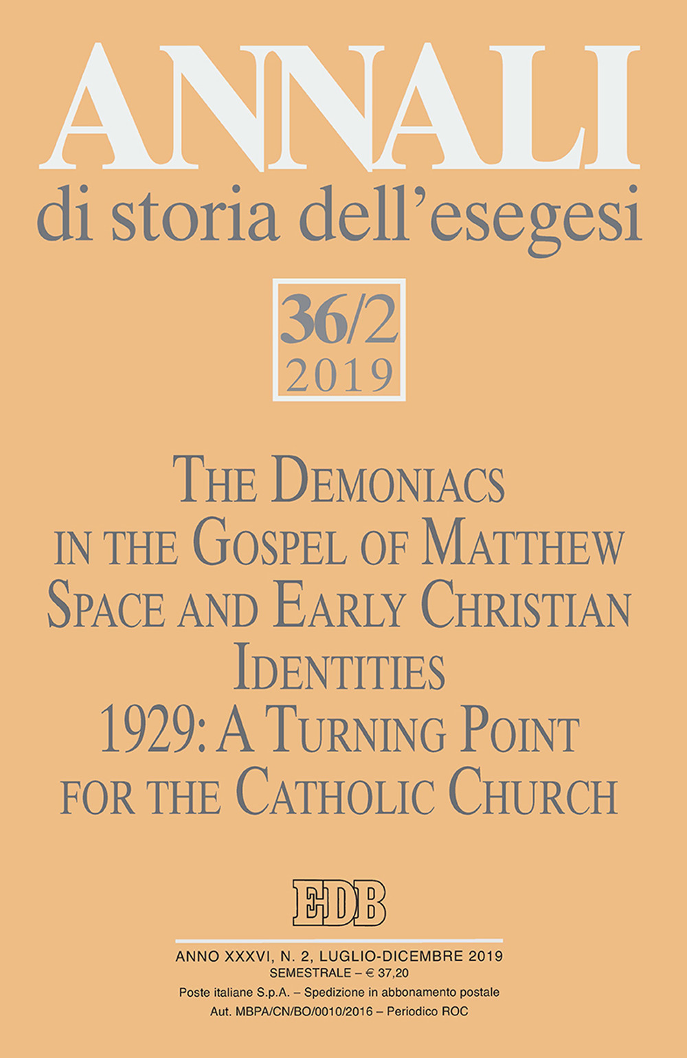 Libro Annali di storia dell'esegesi di  - ean 9788810130162 - EDB