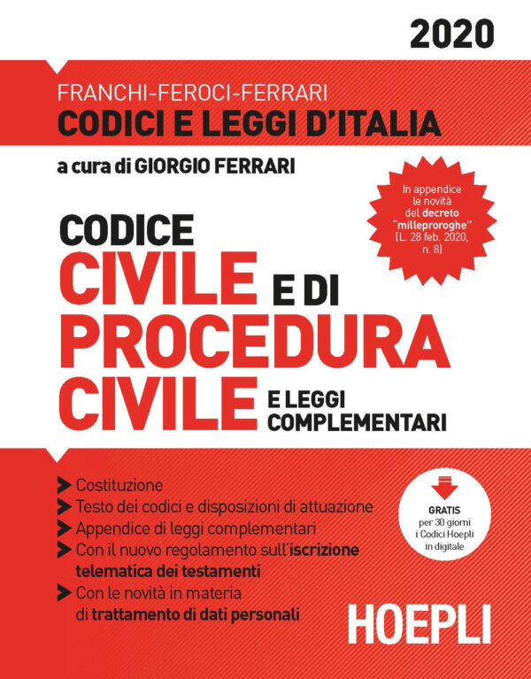 Libro Codice civile e di procedura civile e leggi complementari di  - ean 9788820395421 - Hoepli