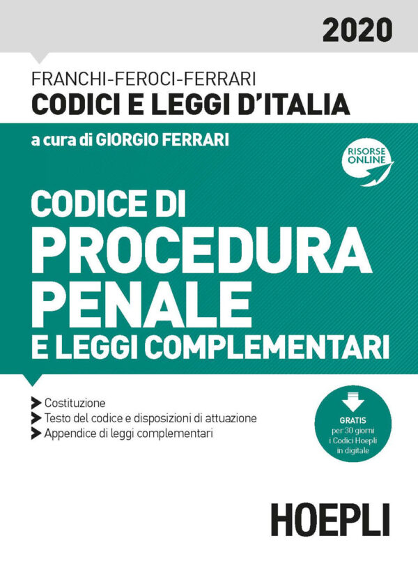 Libro Codice di procedura penale e leggi complementari di Luigi Franchi; Virgilio Feroci; Santo Ferrari - ean 9788820395483 - Hoepli