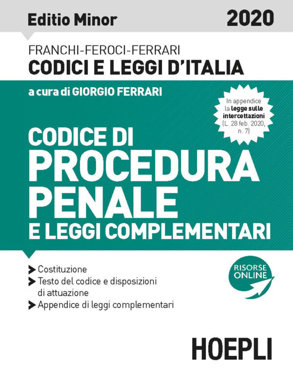 Libro Codice di procedura penale e leggi complementari. Ediz. minore di  - ean 9788820395490 - Hoepli