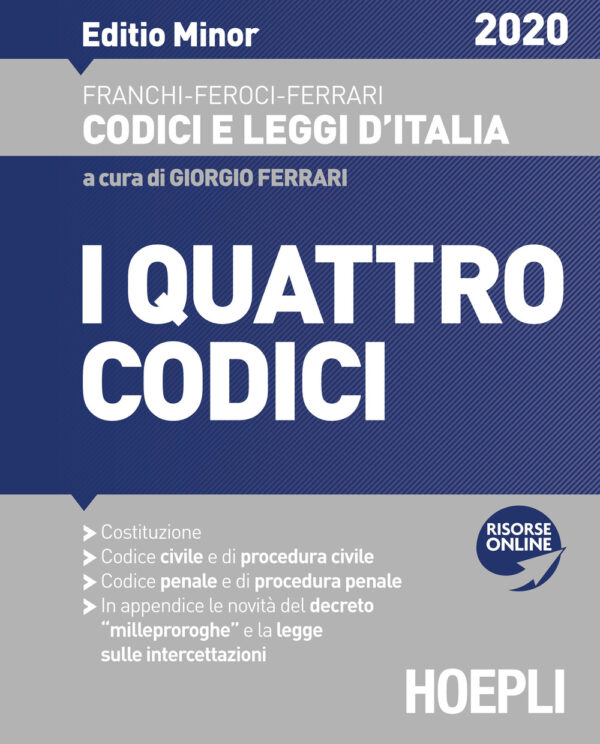 Libro quattro codici 2020. Ediz. minore di  - ean 9788820395551 - Hoepli