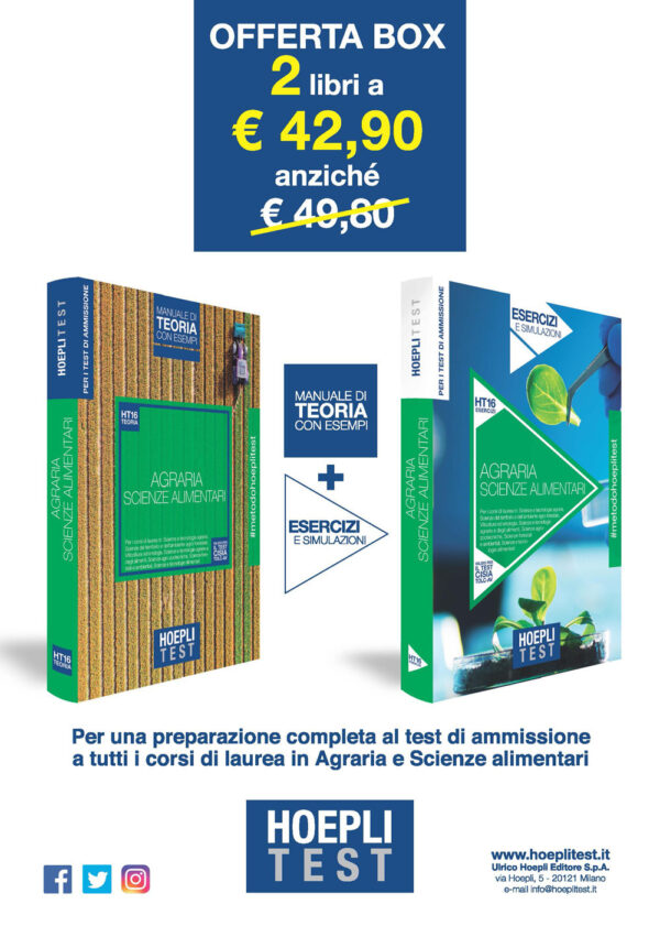 Libro Hoepli Test. Agraria. Scienze dell'alimentazione. Box: manuale di teoria con esempi- Esercizi e simulazioni. Per i test di ammissione di  - ean 9788820399054 - Hoepli