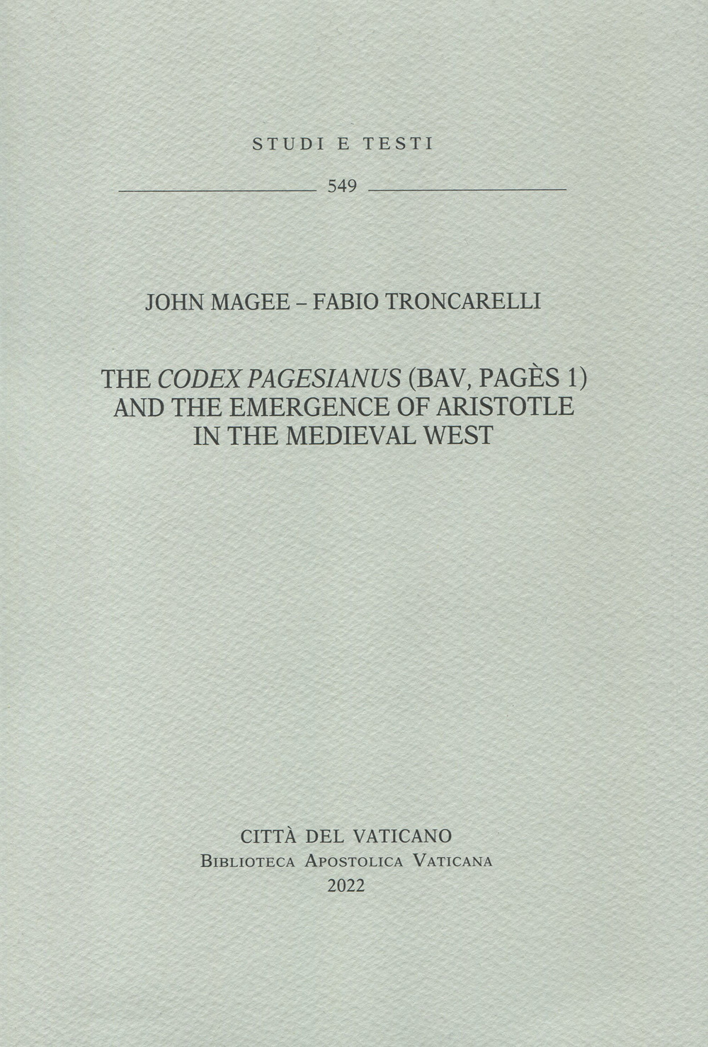 Libro Codex Pagesianus (BAV