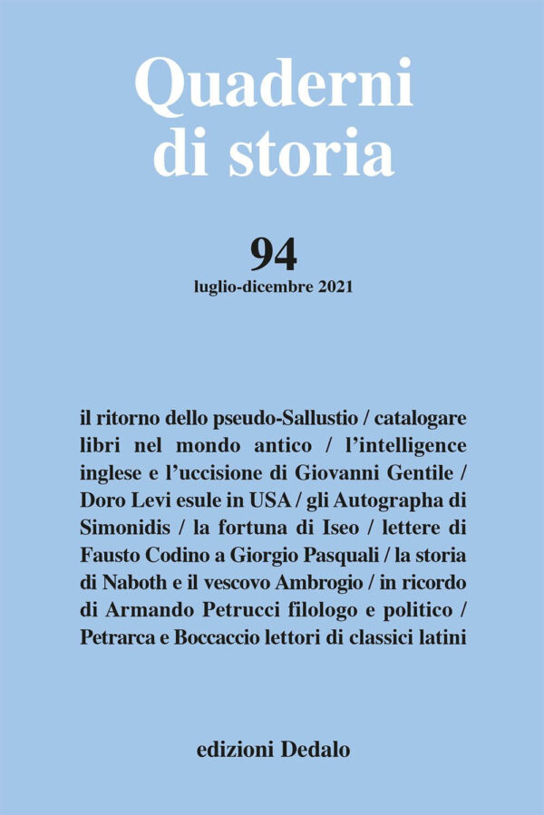Libro Quaderni di storia di  - ean 9788822025944 - edizioni Dedalo