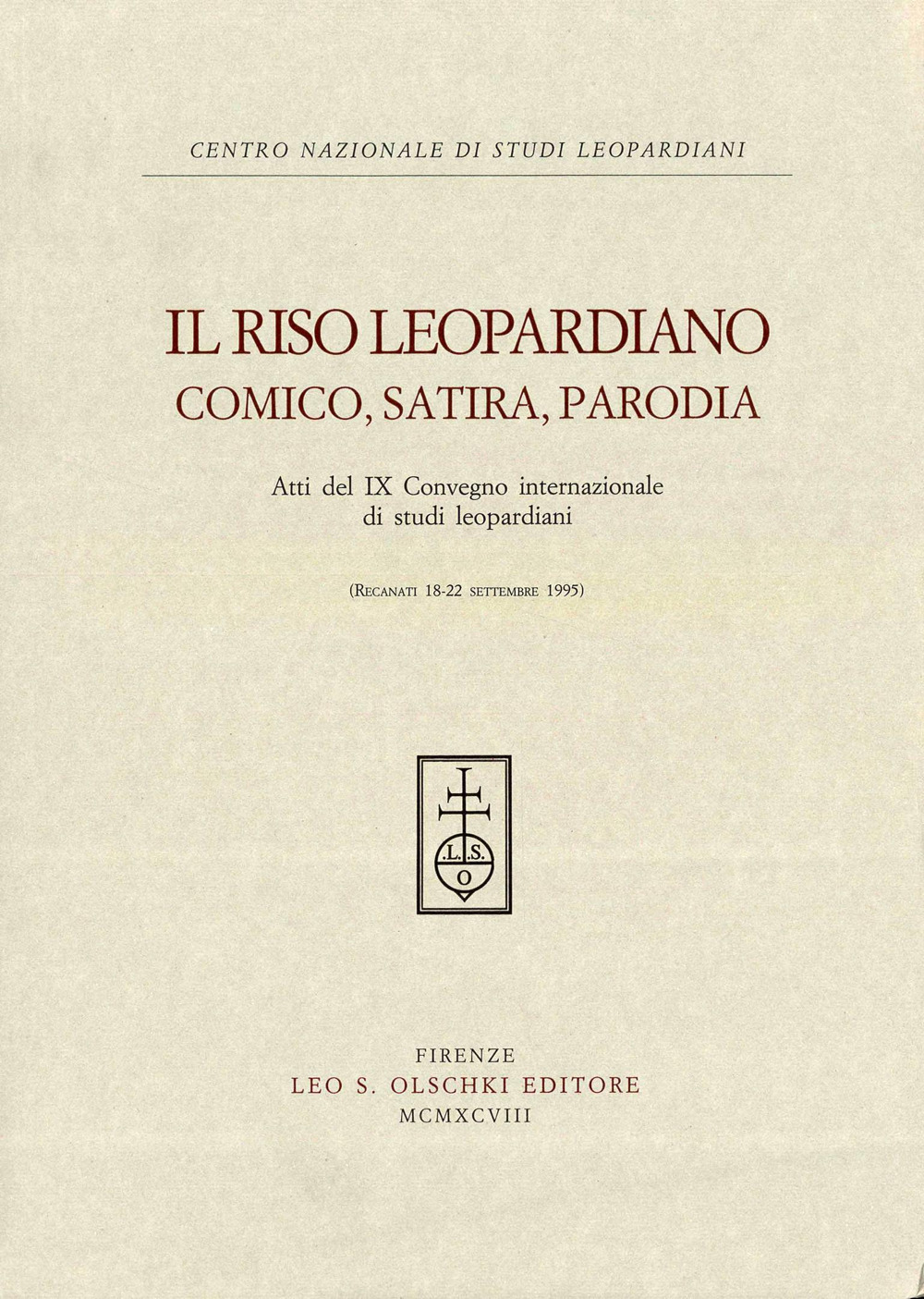 Libro riso leopardiano. Comica
