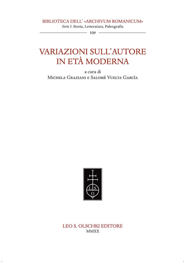 Libro Variazioni sull'autore in età moderna di  - ean 9788822267276 - Olschki