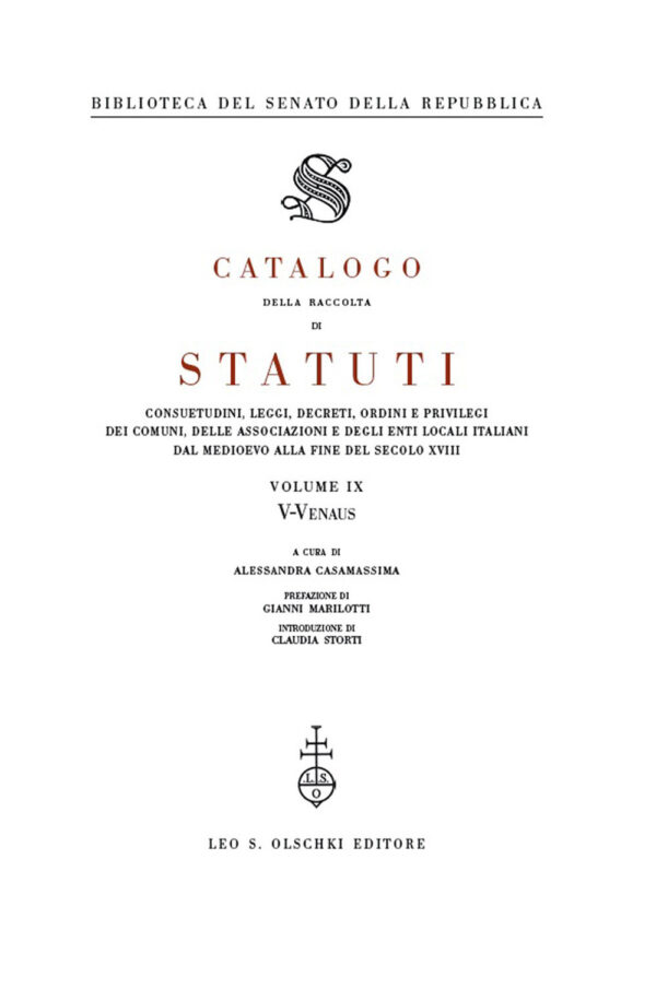Libro Catalogo della raccolta di statuti