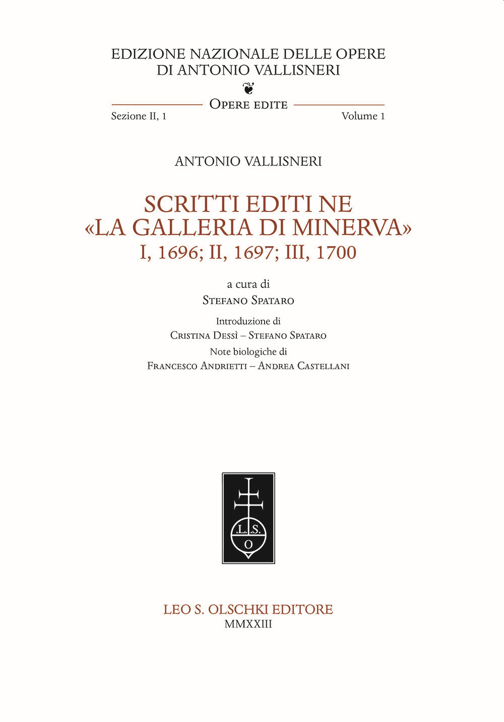 Libro Scritti editi ne «La Galleria di Minerva» I