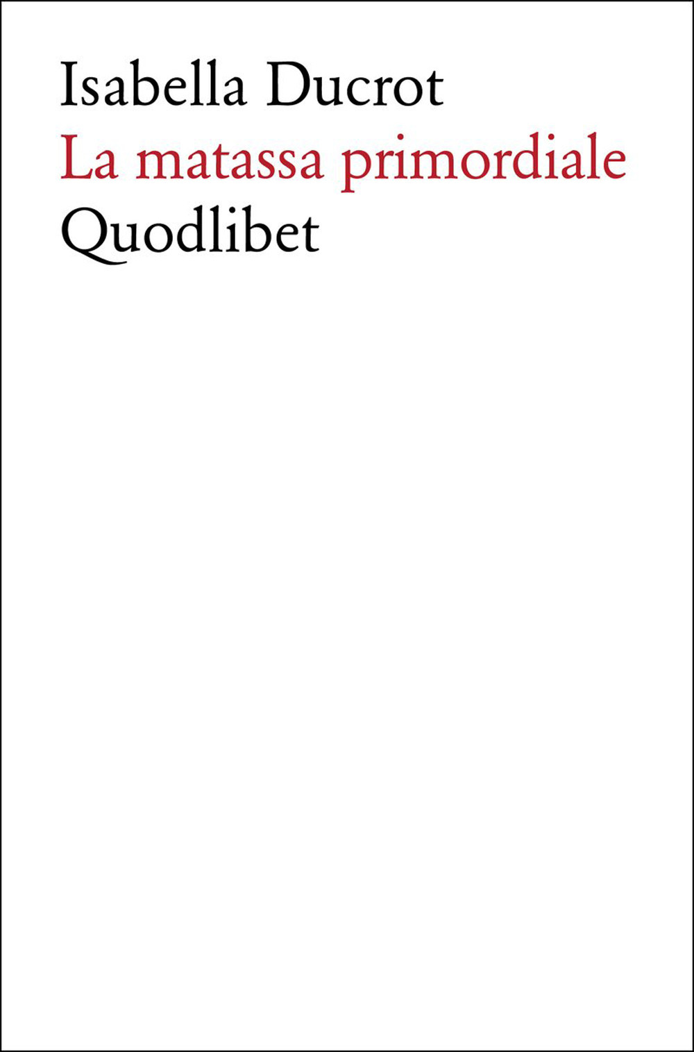 Libro matassa primordiale di Isabella Ducrot - ean 9788822925084 - Quodlibet
