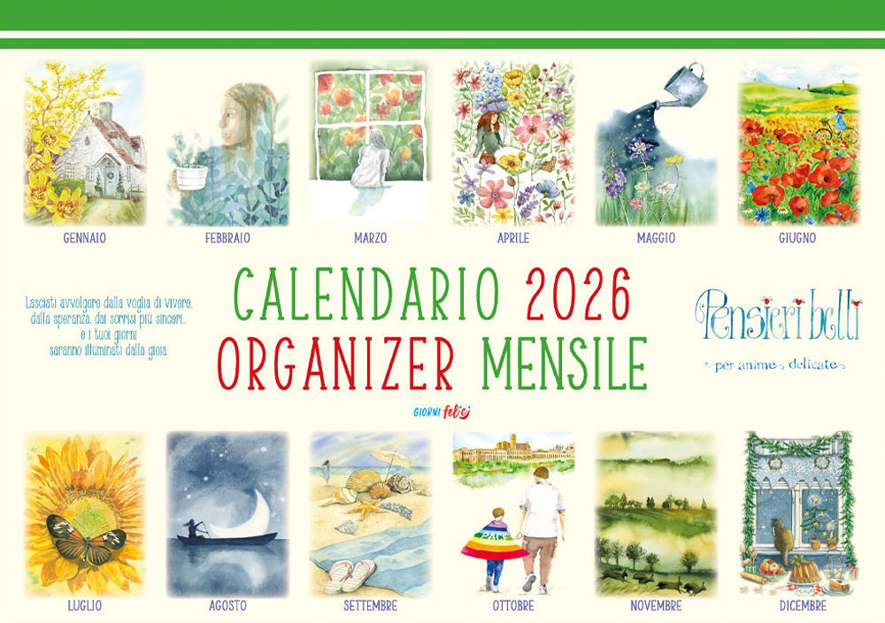 Libro Calendario 2026. Organizer mensile. Pensieri belli di Lucia Mascagno; Sara Giommoni; Valentina Grazzi - ean 9788826209418 - Edizioni del Baldo